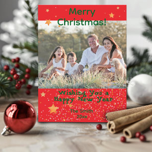 Weihnachtskonfetti Rotes Foto Postkarte