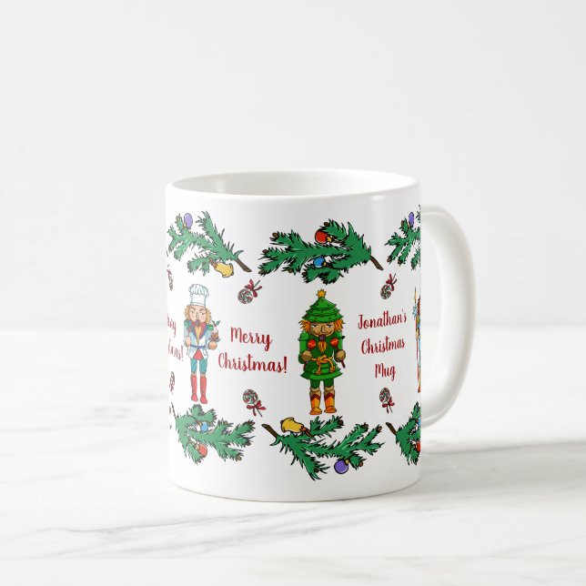 Weihnachtskönigliche Nussknacker personalisiert Kaffeetasse (VorderseiteRechts)