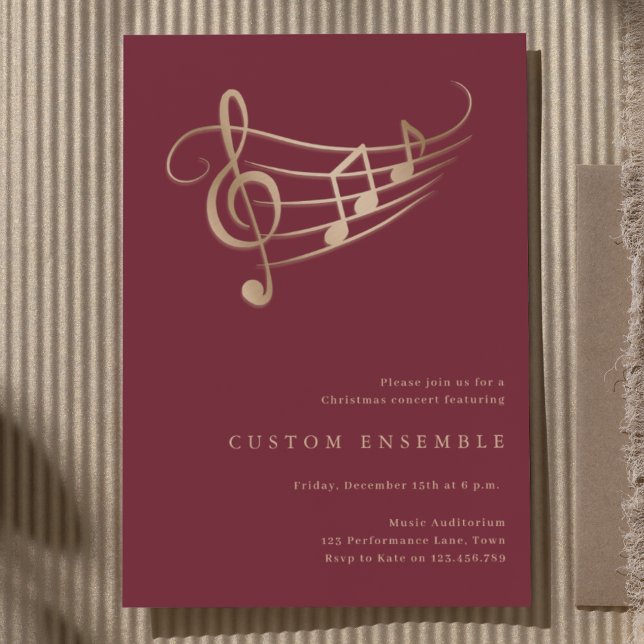 Weihnachtskonzert Gold Rote Elegante Einladung (Von Creator hochgeladen)