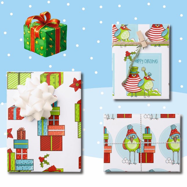 Weihnachtskoordinate Raubvögel 3 Geschenkpapier Set (Von Creator hochgeladen)