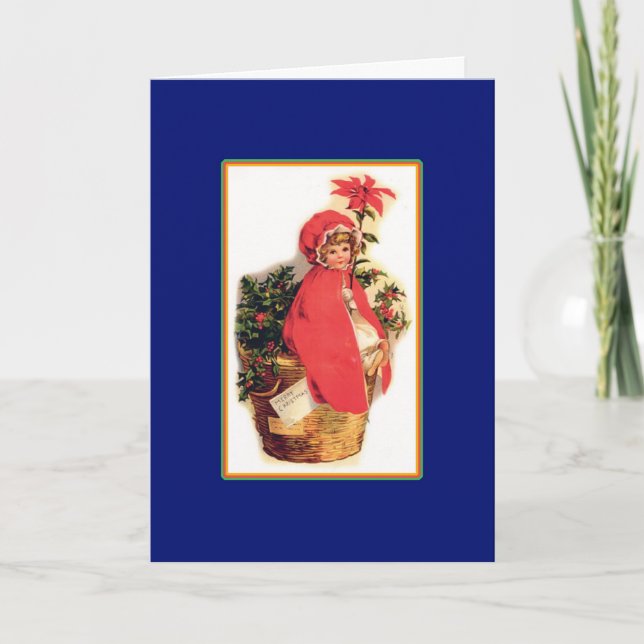 Weihnachtskorb - Vintage Karte (Vorderseite)