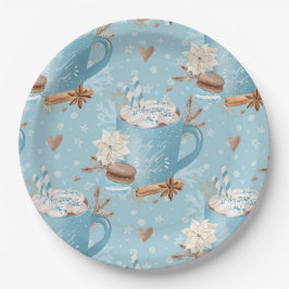 Weihnachtskost & Kakao & Schneeflocken Pappteller