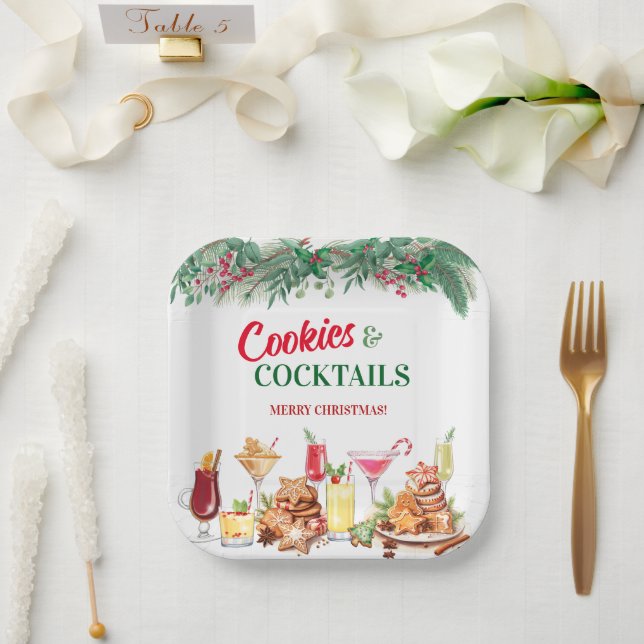 Weihnachtskost und Cocktails Feierabend Pappteller (Hochzeit)