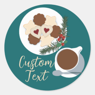 Weihnachtskost und Kaffee/Tee-Brauch Runder Aufkleber