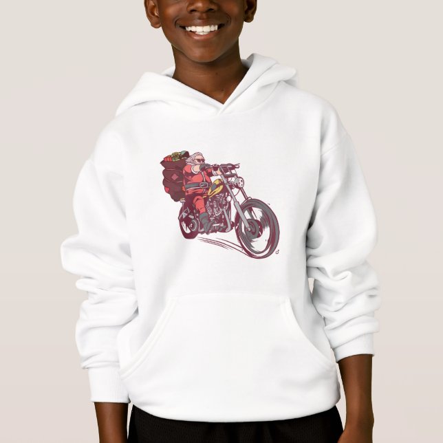 Weihnachtskostüm für Biker Einladung Hoodie (Vorderseite)
