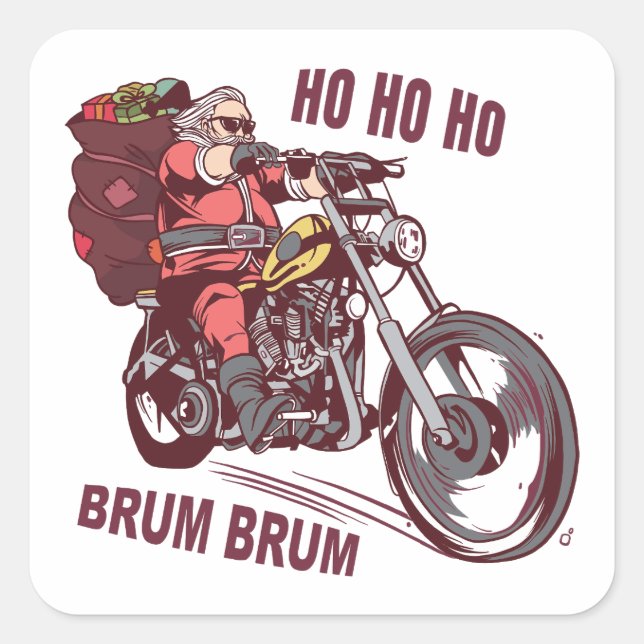Weihnachtskostüm für Biker Einladung Quadratischer Aufkleber (Vorderseite)