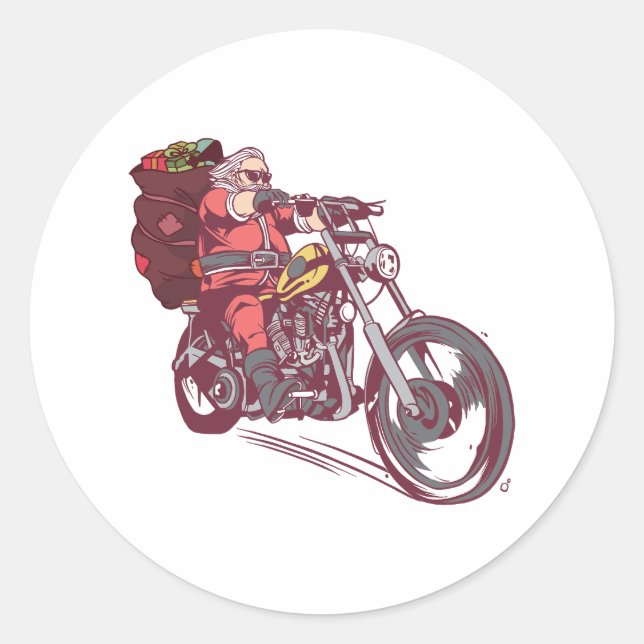 Weihnachtskostüm für Biker Einladung Runder Aufkleber (Vorderseite)