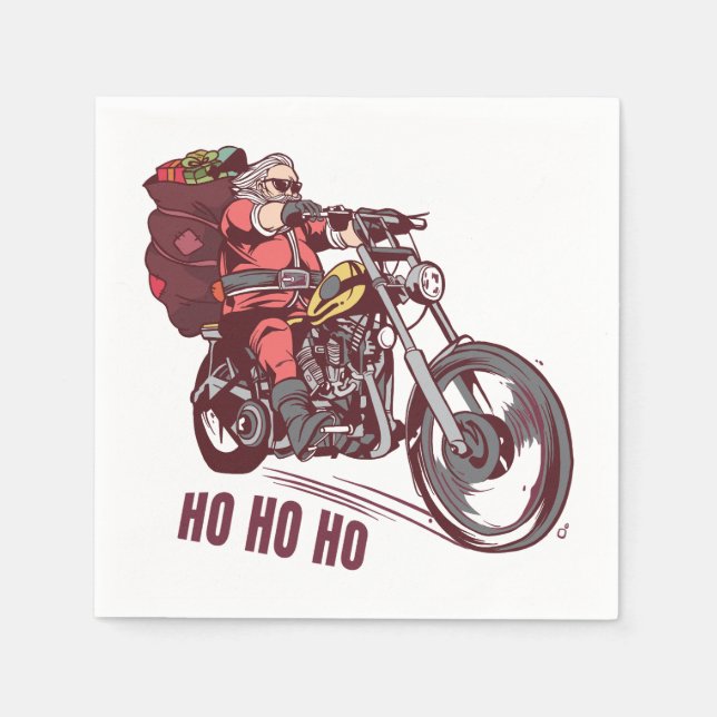 Weihnachtskostüm für Biker Einladung Serviette (Vorderseite)