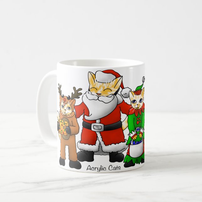 Weihnachtskostüme Einkäufe Familienkatzen Kaffeetasse (Vorderseite Links)
