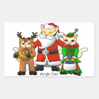 Weihnachtskostüme Einkäufe Familienkatzen Rechteckiger Aufkleber