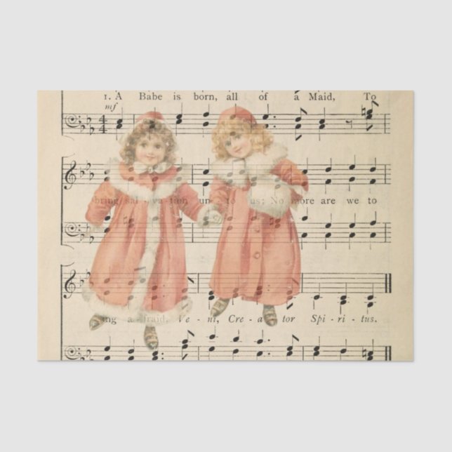 Weihnachtskostüme - Musikblatt Decoupage Seidenpapier (Vorderseite)