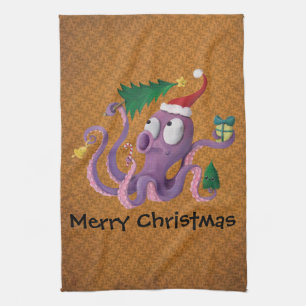 Weihnachtskrake Geschirrtuch