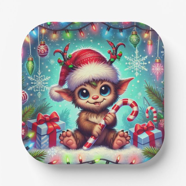 WeihnachtsKrampus Pappteller (Vorderseite)