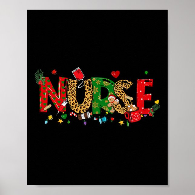 Weihnachtskrankenschwester Coquette Bogen Stethosk Poster (Vorne)
