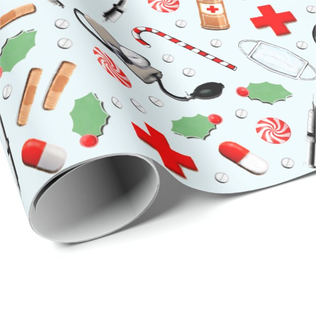Weihnachtskrankenschwester Geschenkpapier (Rolleneckpunkt)