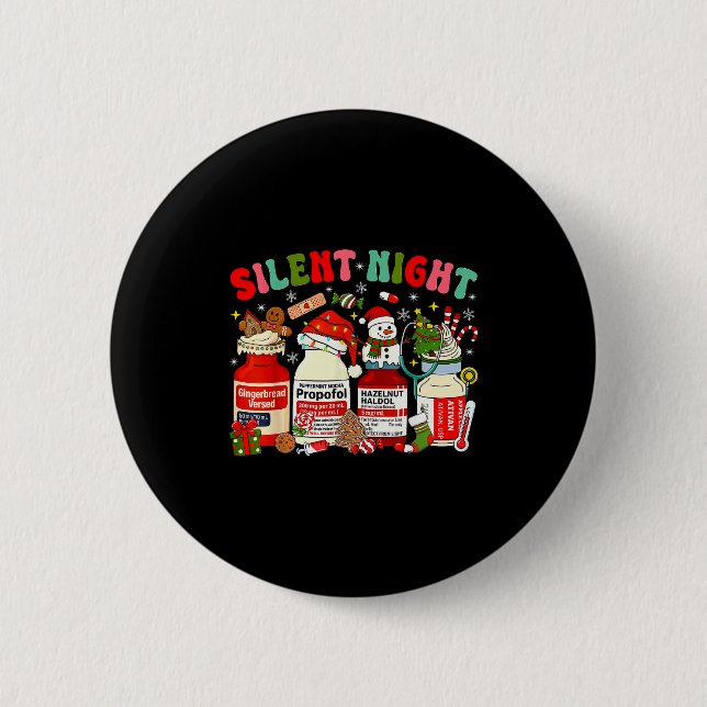 Weihnachtskrankenschwester Lustiger Pfefferminz-Mo Button (Vorderseite)
