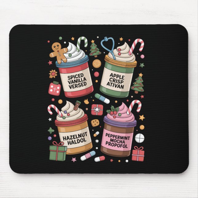 Weihnachtskrankenschwester Lustiger Pfefferminz-Mo Mousepad (Vorne)