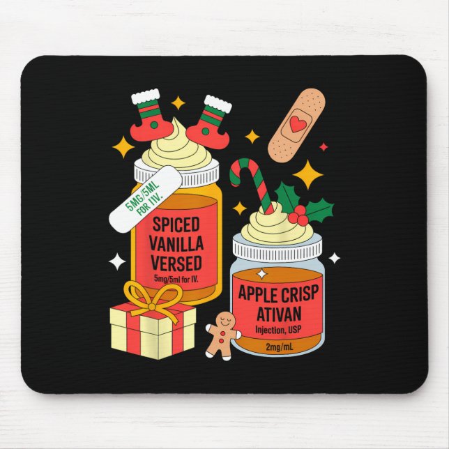 Weihnachtskrankenschwester Lustiger Pfefferminz-Mo Mousepad (Vorne)