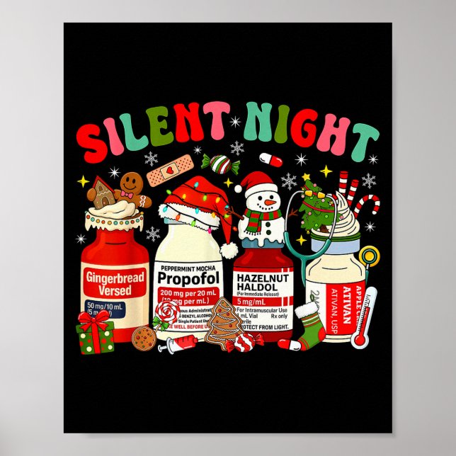 Weihnachtskrankenschwester Lustiger Pfefferminz-Mo Poster (Vorne)
