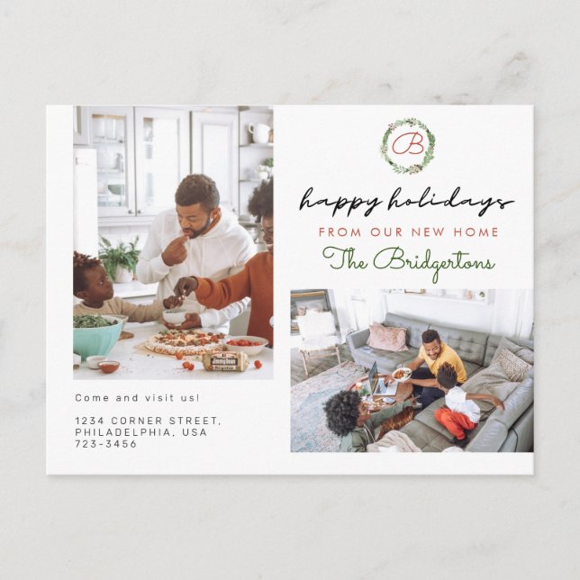 Weihnachtskranz 2 Foto Ankündigungspostkarte (Vorderseite)