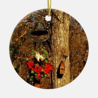 Weihnachtskranz Alte Glocken und Geburtshaus Keramikornament