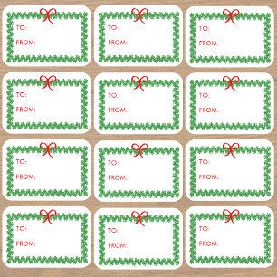 Weihnachtskranz 'An und Von' Aufkleber Etiketten