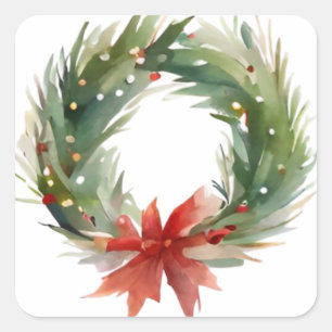 Weihnachtskranz-Aufkleber Quadratischer Aufkleber