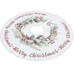 Weihnachtskranz Blume und Beeren Polyester Weihnachtsbaumdecke