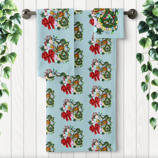 Weihnachtskranz des chinesischen Drachen Badhandtuch Set (Von Creator hochgeladen)