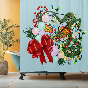 Weihnachtskranz des chinesischen Drachen Duschvorhang