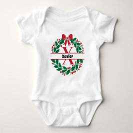 Weihnachtskranz Familie Matching Name Letter X Baby Strampler