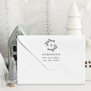 Weihnachtskranz Familienmonogramm Adresse Gummistempel