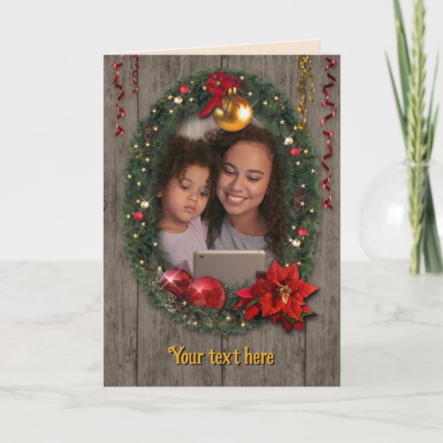 Weihnachtskranz Feiertagskarte (Vorderseite)