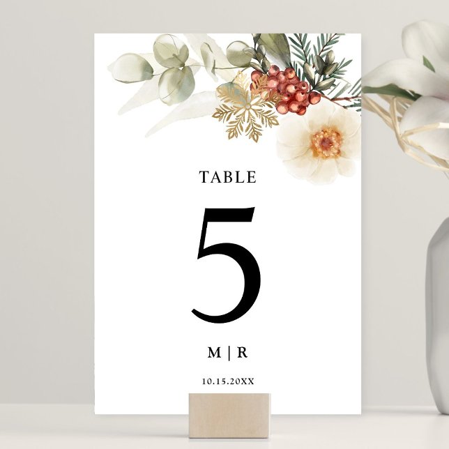 Weihnachtskranz Florale Winterhochzeit Tischnummer (Von Creator hochgeladen)