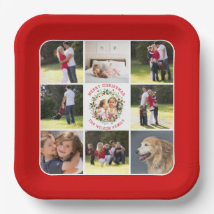 Weihnachtskranz, Foto-Collage mit neun Fotos Pappteller