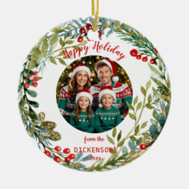 Weihnachtskranz-Foto Keramik Ornament