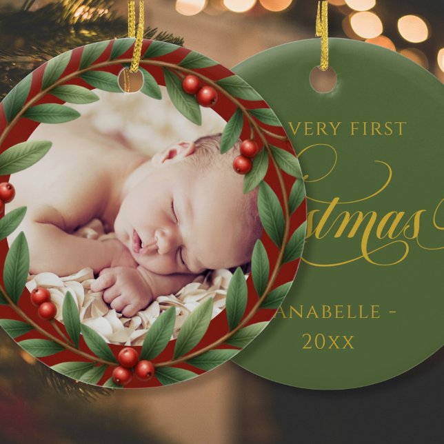 Weihnachtskranz-Foto Keramik Ornament (Von Creator hochgeladen)