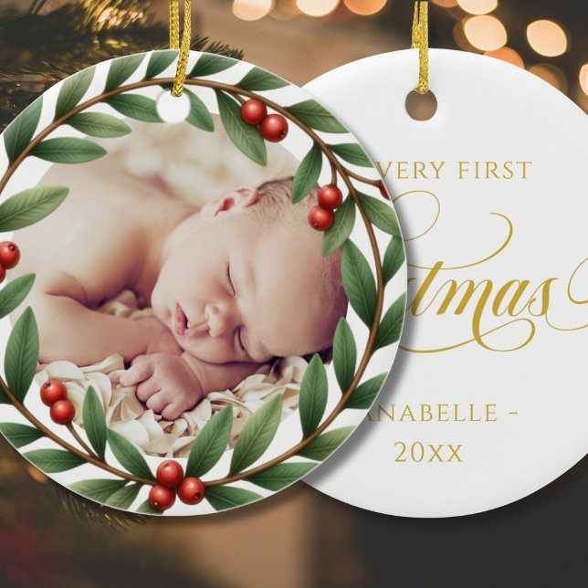 Weihnachtskranz-Foto Keramik Ornament (Von Creator hochgeladen)