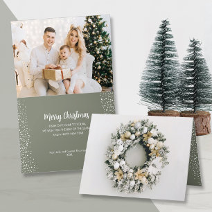Weihnachtskranz-Foto Klein geklappt Feiertagskarte