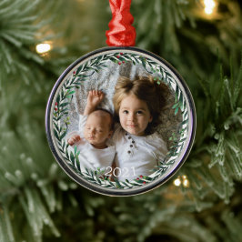 Weihnachtskranz-Foto Ornament Aus Metall
