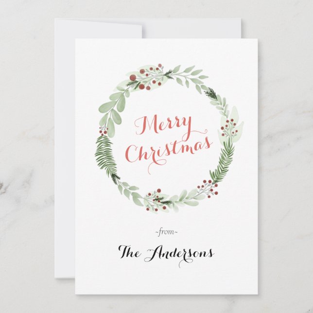 Weihnachtskranz Foto Weihnachtskarte Feiertagskarte (Vorderseite)