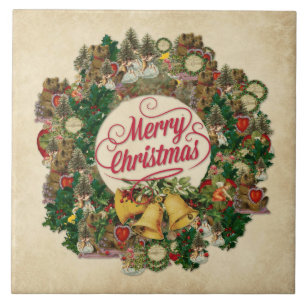 Weihnachtskranz (Frohe Weihnachten) Fliese