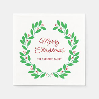 Weihnachtskranz Frohe Weihnachten Handgezeichnet Serviette