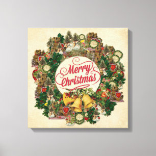 Weihnachtskranz (Frohe Weihnachten) Leinwanddruck