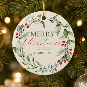 Weihnachtskranz Frohe Weihnachten Nicht-Foto Keramik Ornament