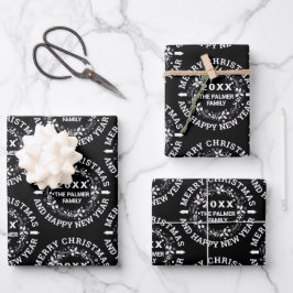 Weihnachtskranz Frohe Weihnachtsnamen hinzufügen Geschenkpapier Set