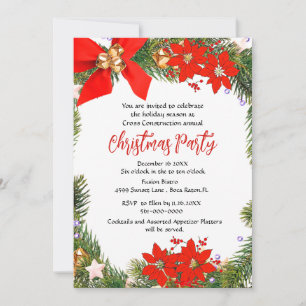 Weihnachtskranz für Geschäftsleute mit Poinsettia Einladung