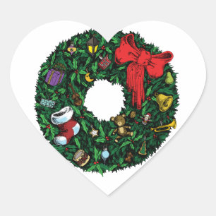 Weihnachtskranz Herz-Aufkleber