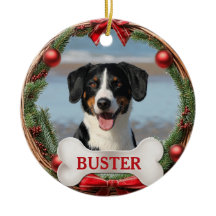 Weihnachtskranz-Hund-Foto-Weihnachtsbaum-Ornament