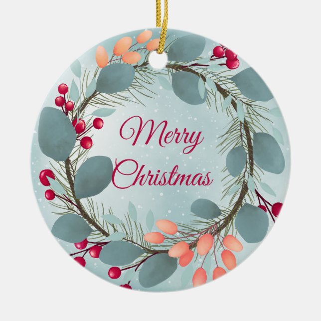 Weihnachtskranz im Wasser rustikal, modern Keramik Ornament (Vorne)
